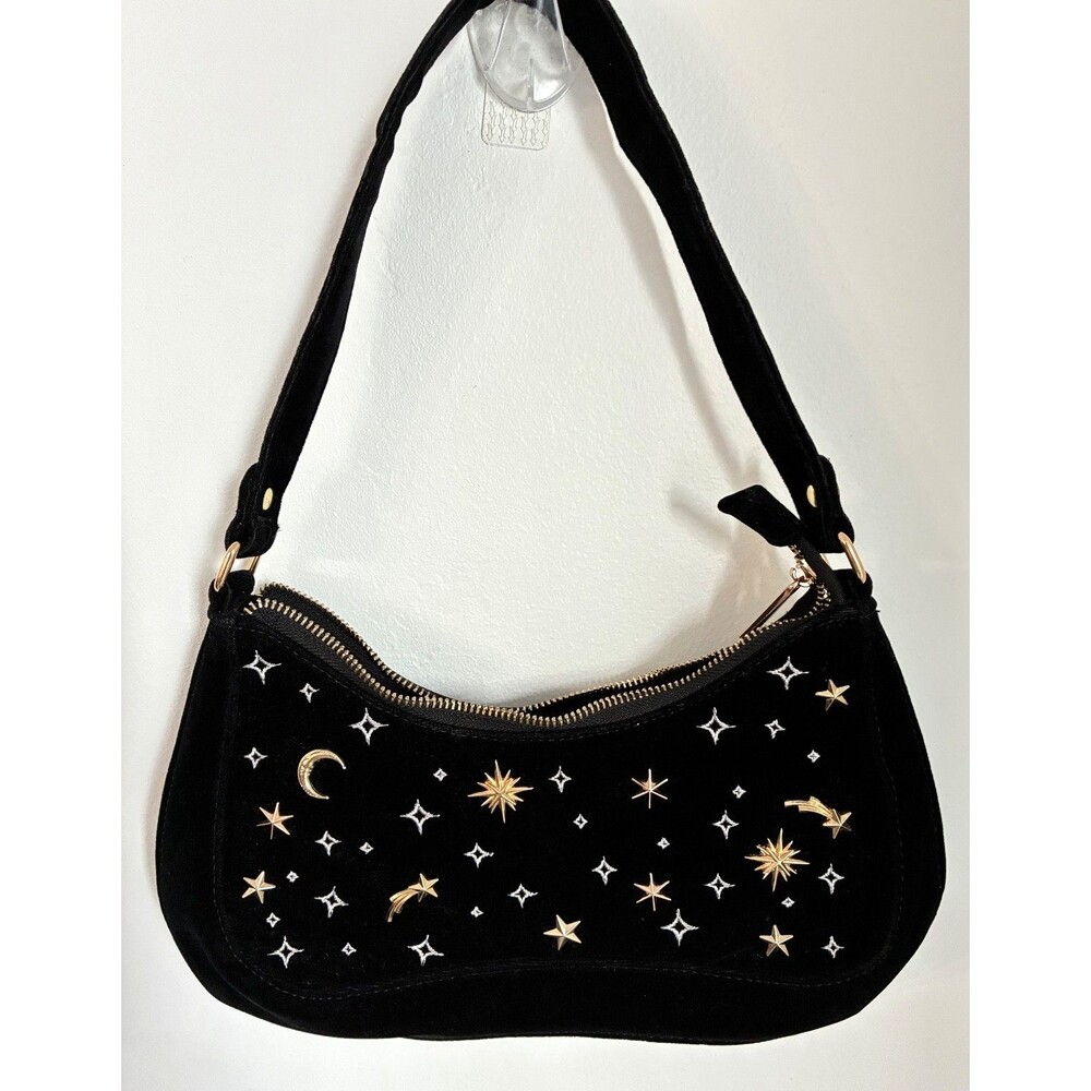 Skinnydip London Kiera Celestial Shoulder Bag Black Velvet Stars Moon Gold